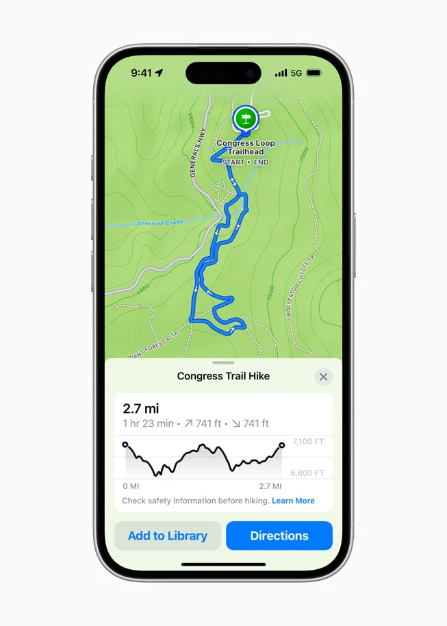 Apple iOS 18 Maps hiking routes 