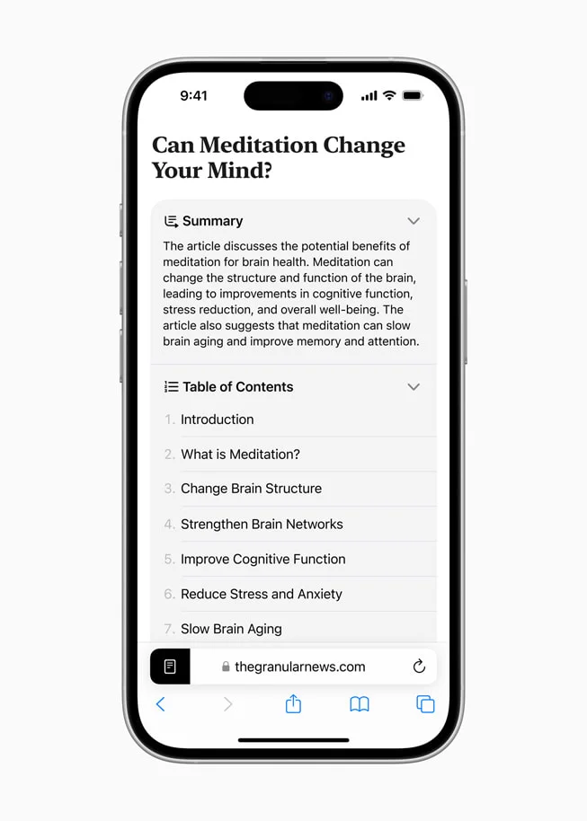 Apple iOS 18 Safari redesigned Reader